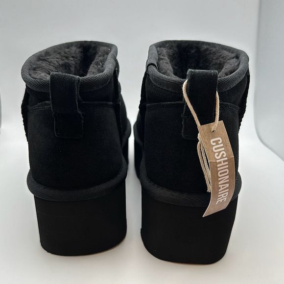 CUSHIONAIRE Women's Genuine Suede pull on platform boot +Memory Foam 7W BLACK - Picture 4 of 7